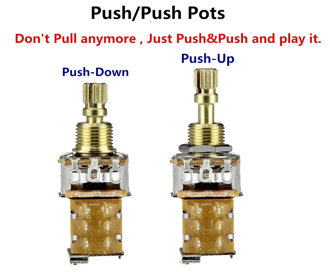 Floror – pot de guitare 250K /500k, 4 pièces, potentiomètre de poussée à manche courte, choisissez (ne tirez plus)