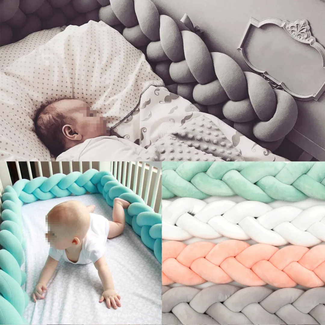 New Baby Infant Plush Crib Bumper Bed Bedding Cot Braid Pillow Pad Protector