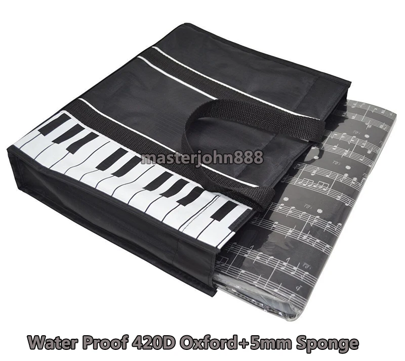 Music Topic Piano Key Music Waterproof 420D Oxford+5mm Sponge Bag Hand Bag Shopping Bag