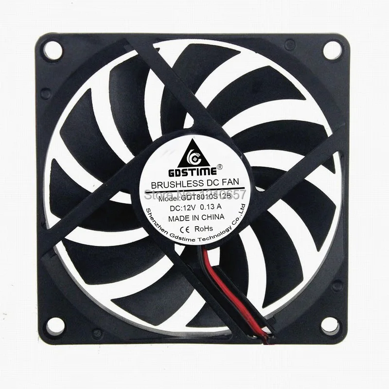 1 Pcs Gdstime Brushless Axial Industrial Flow Cooling Fans 80mm 80x80x10mm 8010S DC 12V 2P Duct Ventilation Cooler Fan