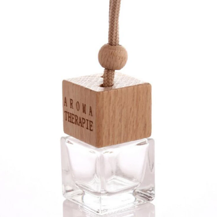 Wholesale 6ml empty hanging car air freshener diffuser glass perfume bottles With Wooden Cap 500pcs/lot With Lowest Price