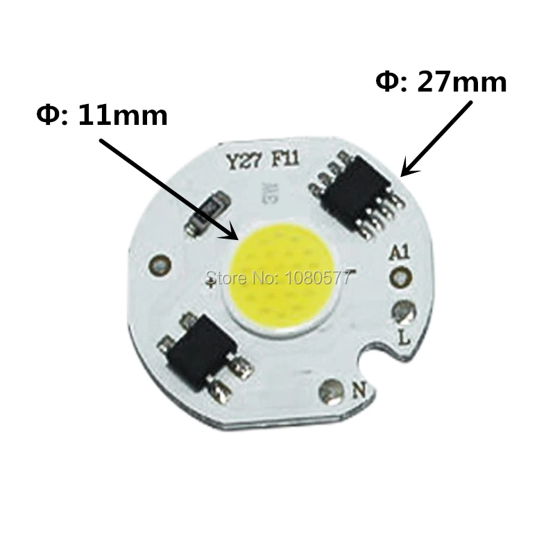 Puce COB avec pilote IC intelligent, 3W 5W 7W 10W 12W, entrée 220V, 5 pièces, pour projecteur LED blanc froid/blanc chaud, à monter soi-même