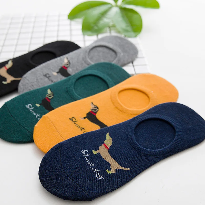 spring summer men cotton Man Socks short dog Male Low Cut Ankle Sock boy boat casual slippers 1pair=2pcs WS112