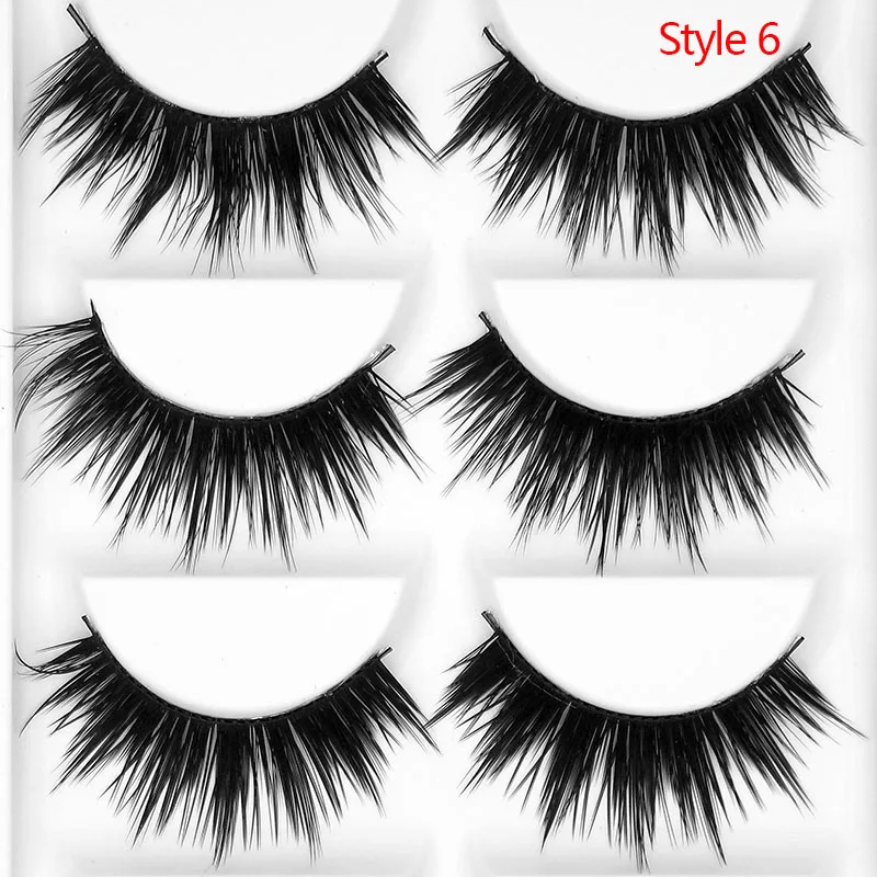 Kimcci 5Pairs 3D Soft Mink Lashes False Eyelashes Handmade Wispy Fluffy Long Lashes Natural Eye Makeup Tools Faux Eye Lash Cilia