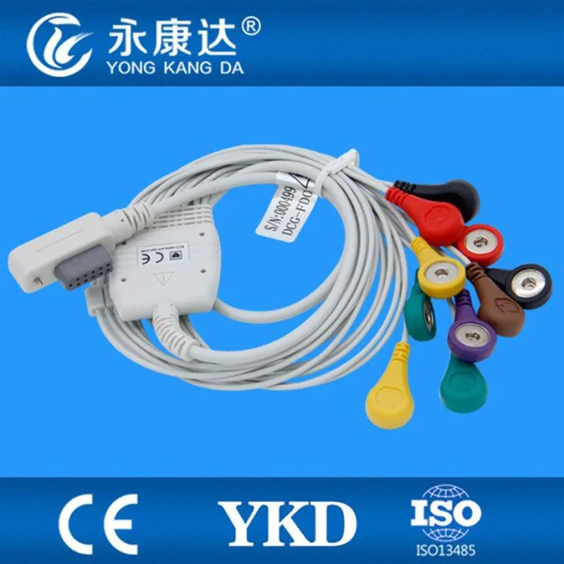 

Free shipping JincoMed Holter cable and leadwires 10 lead IEC Snap 11Pin for patient monitor