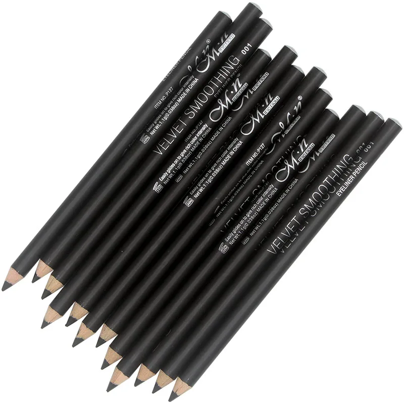 MENOW 12pcs/Lot Waterproof Black Eyeliner Pencil Long lasting Makeup Eyebrow Beauty Pen Eye Liner Cosmetic Tools High Quality