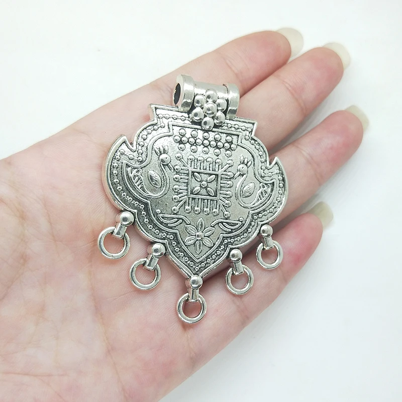 New Fashion 62*50mm 1pieces/bag Retro  Zinc Alloy Hearts Shape Connectors Pendant for Necklace Handmade Jewelry Accessories