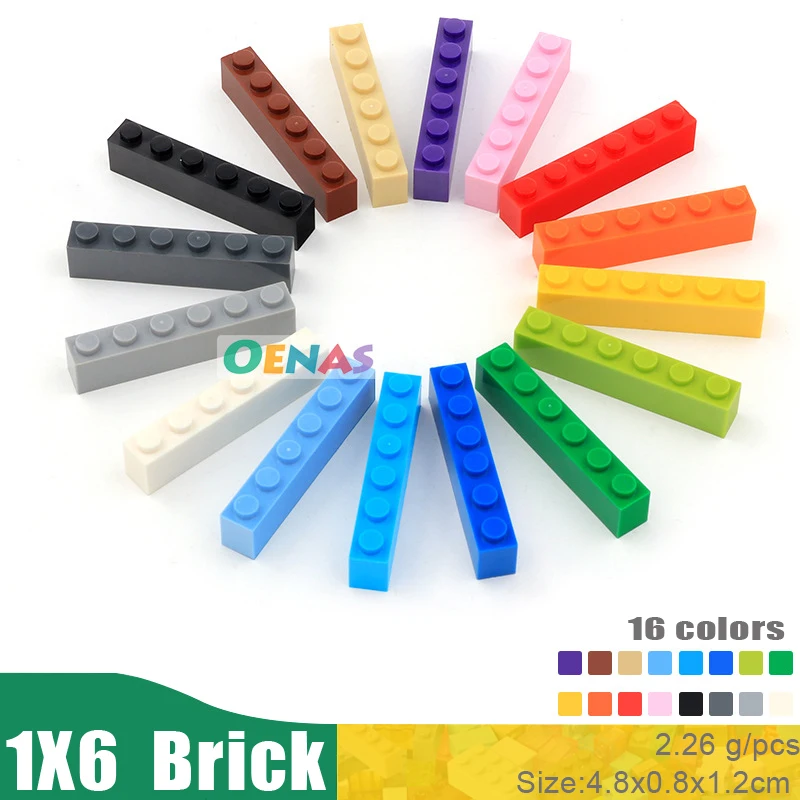 

100g 44pcs/bag Educational Kids Toy Plastic Building Blocks Accessories 1x6 Brick DIY Kit Compatible With L*goes Blocks In Bulk