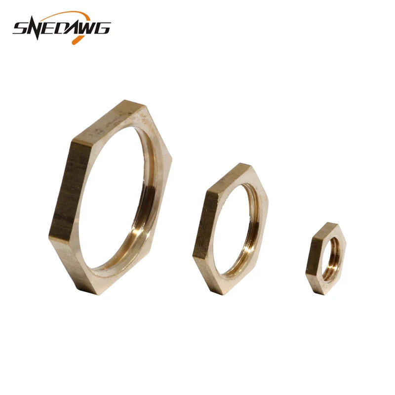 5pcs Brass Pipe Fitting Nut Female Thread Hex Nuts Lock Pipe Fitting 1/8'' 1/4'' 3/8'' 1/2'' 3/4'' 1''Water Pipe Fitting Flanged