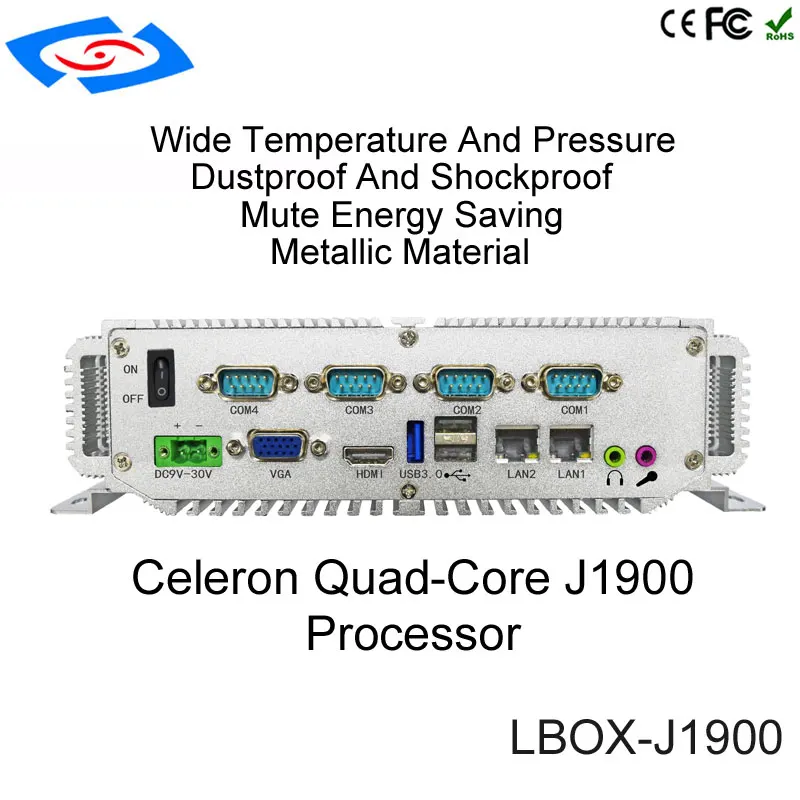 

Industrial Computer RS232 RS485 Dual RJ45 LAN 5 USB port GPIO Intel Quad Core Celeron N2930/J1900 Mini PC