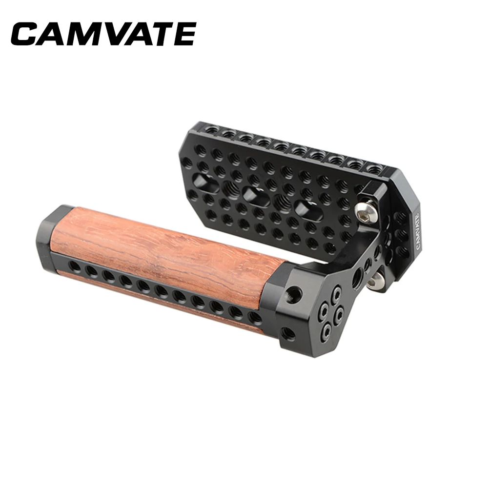 CAMVATE Top Cheese Wooden Handle Grip With Aluminum Alloy Top Cheese Plate & 1/4-20"& 3/8-16" mounting holes for BMD URSA Mini