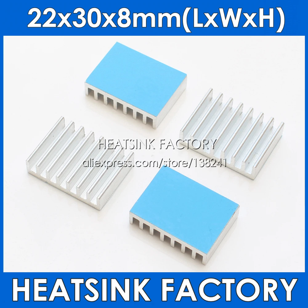 HEATSINK FACTORY Aluminum Heat Sink 22x30x8mm Radiator Cooler With Thermal Heat Condutive Dissipation Transfer Pad