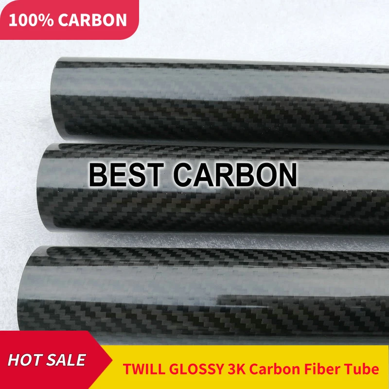 

Free shiping OD14 15 16 18 20 with 500mm length High Quality Twill glossy surface 3K Carbon Fiber Fabric Wound Tube