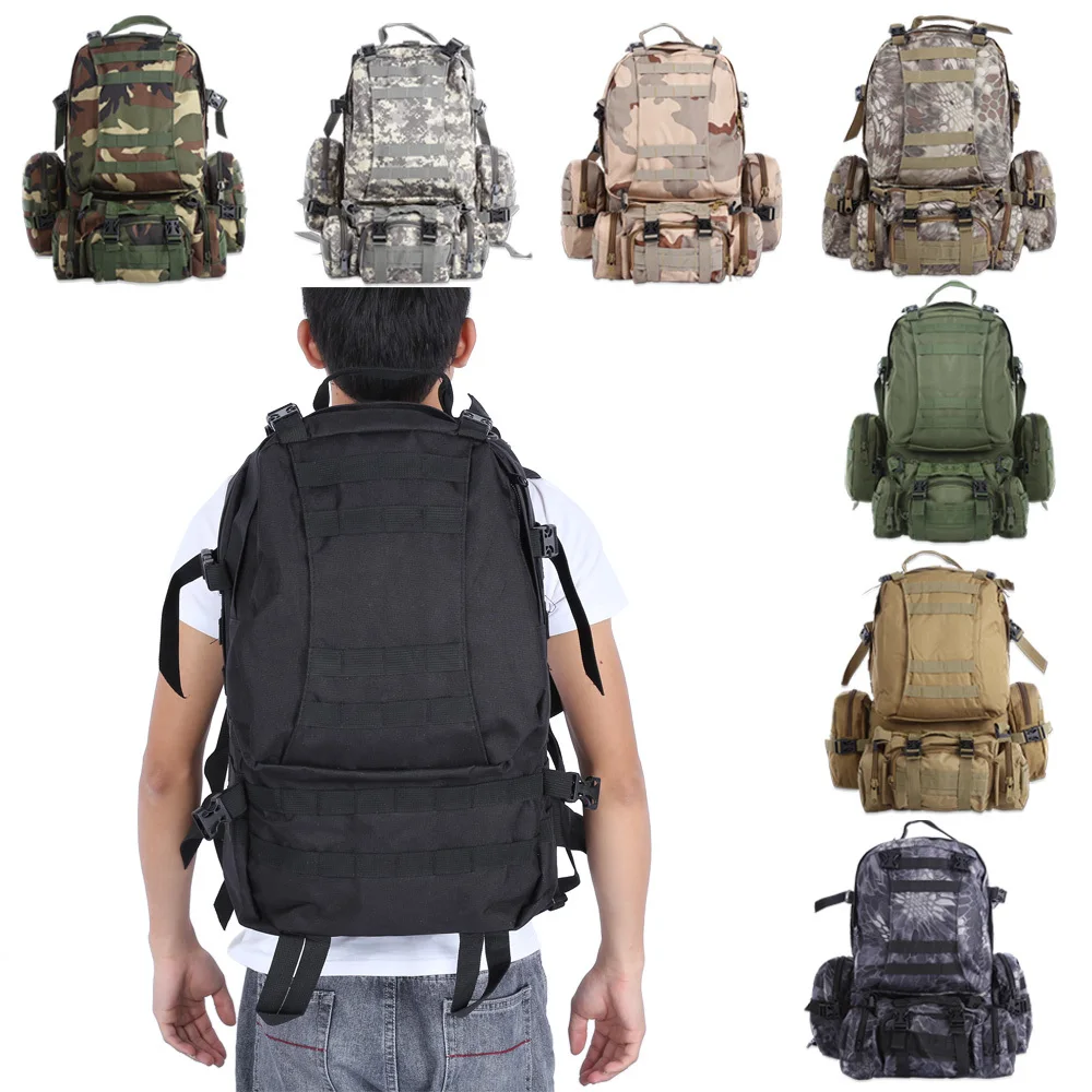 Mochila Tática Militar Molle ao ar livre, Bolsa de Esportes, Impermeável, Camping, Caminhadas, Viagem, Hot Outlife, 50L