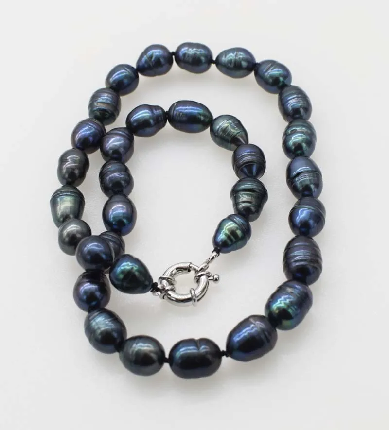 

freshwater pearl black egg 9-13mm necklace 17inch wholesale beads nature gift hot