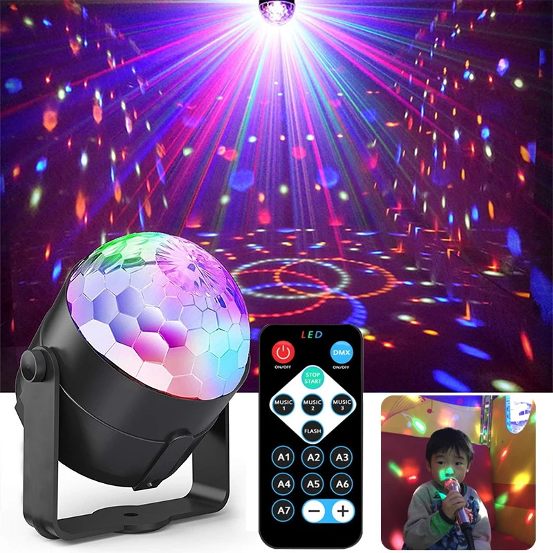 USB 5V IR control color beam disco ball christmas lights led music control ktv dj disco light garland family party holiday light