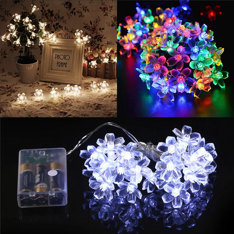 

DIY 20 LED Battery Flower Blossom Copper Fairy String Light Xmas Party Decor