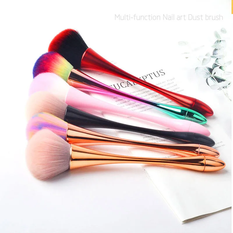 Mới Tay Cầm Bằng Nhôm Móng Tay Mềm Lau Bụi Bàn Chải Cọ Rửa Làm Sạch Acrylic UV Gel Bột Tẩy Làm Móng Tay