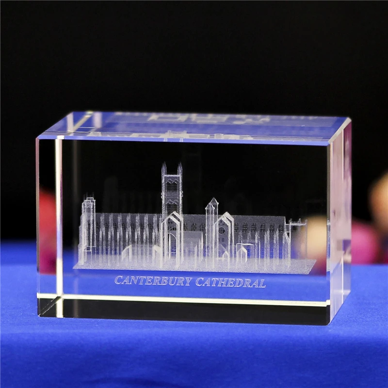 3D Laser Engraving Canterbury Cathedral Decoration Home Decoration Crystal Ornaments Wedding Travel Commemorative Gifts Souvenir