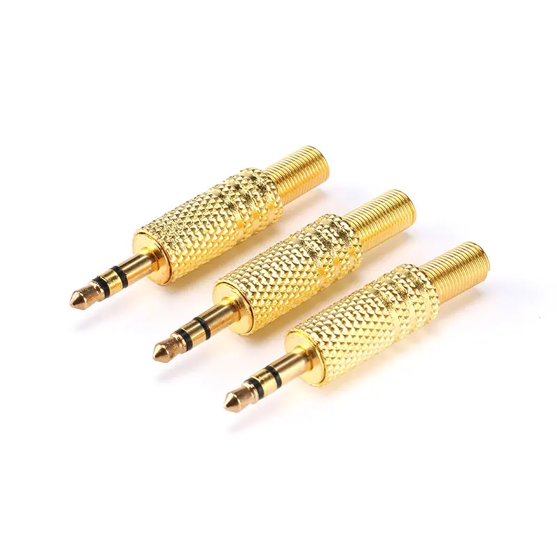 5pcs 3.5 jack 3Poles Plug Connector Stereo Metal 3.5 Plug & Jack Adapter With Spring Solder Wire Terminals