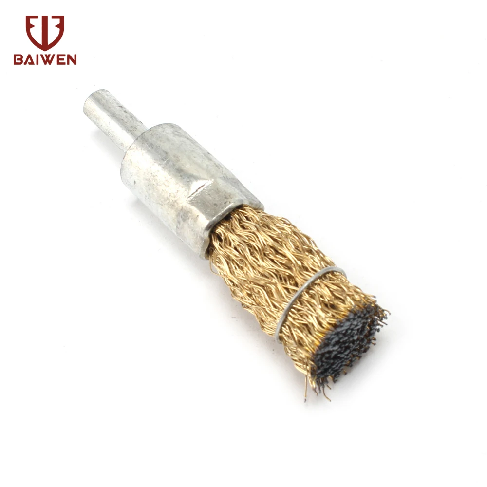 16mm Copper Coated Steel Wire Pen Brush Metal Polishing Brush Rotary Tool