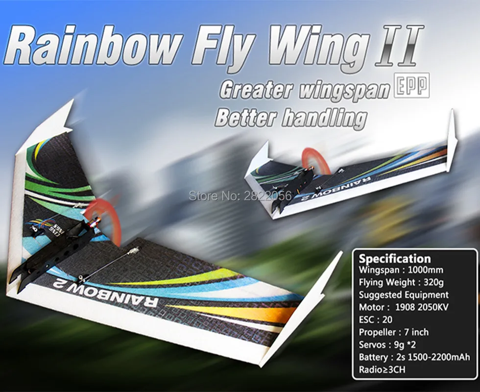 

RC Plane EPP Kit Airplane Model DW HOBBY Rainbow Fly Wing 1000mm Wingspan Tail push version RC Airplane Kit