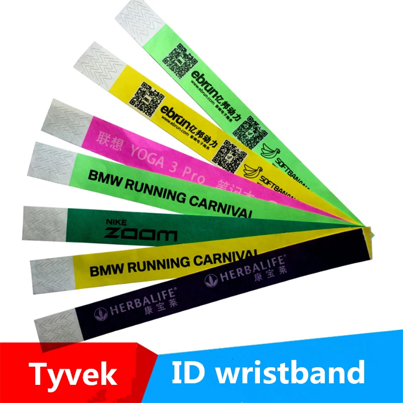 Custom Logo Wristband for Events Party Printing, Paper Wrist Band, Cheap Customized ID Bracelet for Entrance, 100Pcs