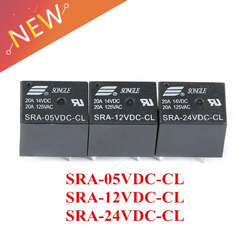 2PCS Relays SRA-05VDC-CL SRA-12VDC-CL SRA-24VDC-CL  5V 12V 24V 20A 125VAC 5PIN T74 DC Power Relays