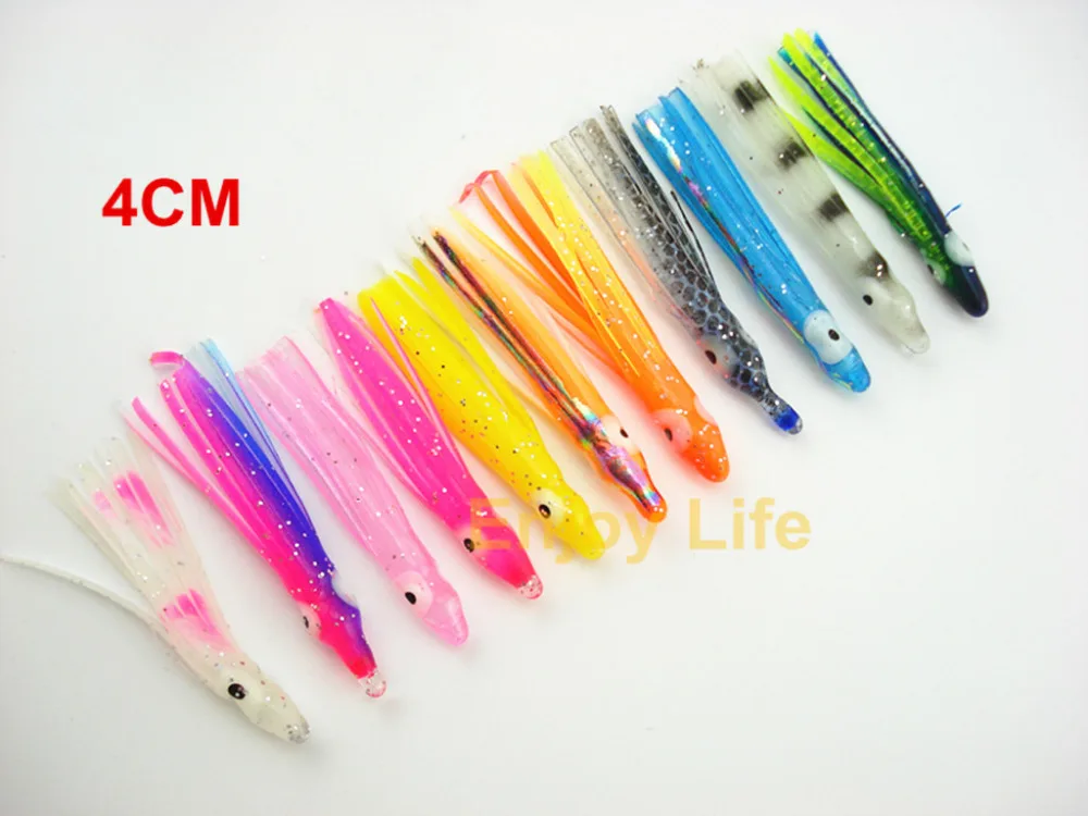 50Pcs*4cm  Fishing  Luminous octopus skirt squid Artifical Lures  octopus Rig soft bait squid lures
