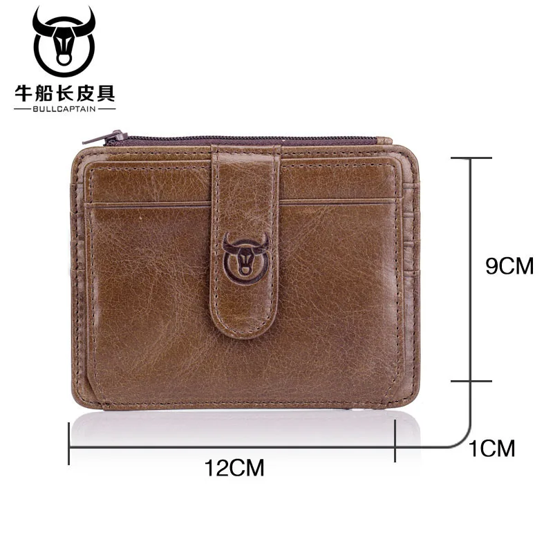 Genuine Real Leather Men Vintage Zipper Coin Wallets Purse Business Bank Credit Bank ID Plastic Driver's License Card Holder