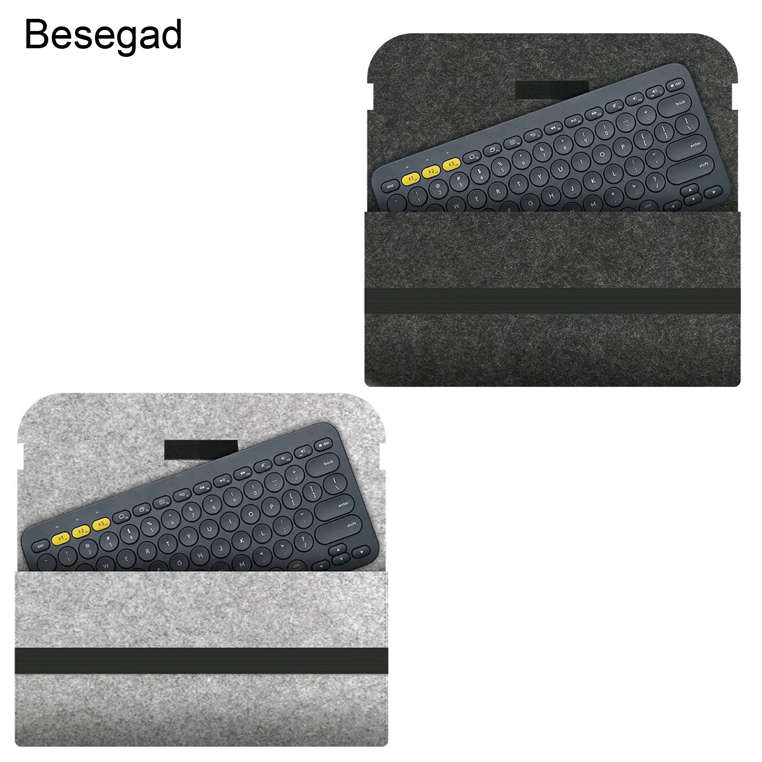 

Besegad Portable Felt Storage Bag Case Cover Dustproof for Logitech K380 K480 Keyboard Keypad Sleeve