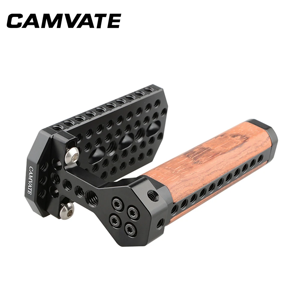 CAMVATE Top Cheese Wooden Handle Grip With Aluminum Alloy Top Cheese Plate & 1/4-20"& 3/8-16" mounting holes for BMD URSA Mini