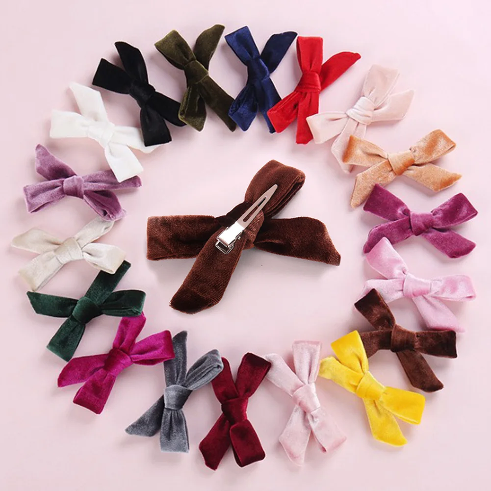 1pc Kids Velvet Bows Clip Hairpinss For Women  Autumn and Winter, Schoolgirls Hair Accessories Lovely Bow Hair Barrettes