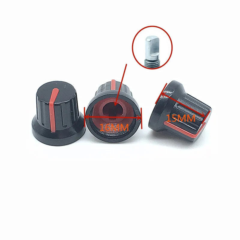 10pcs Roatry Encoder Potentiometer Switch Caps Black Plastic Knob 16x15mm Half Shaft Type