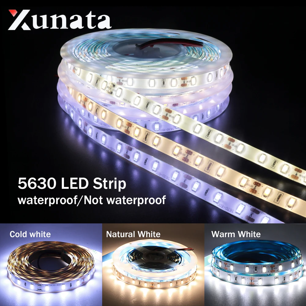 

High Quality Chip 5630 LED Strip Lighting 60LEDs/m Waterproof 12V Flexible Tape LED Light Lamp For Home Decoration 5m/roll