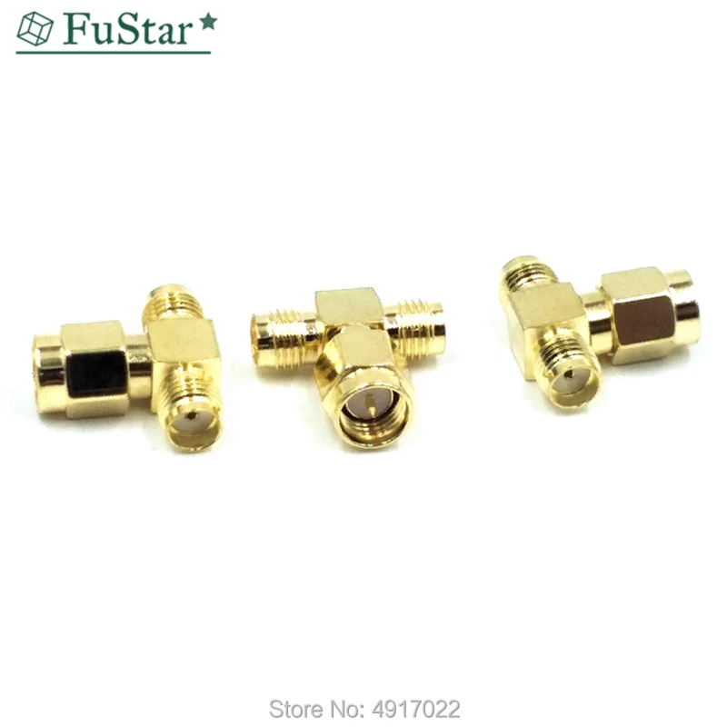 2ps SMA Male Hole to Two SMA Female Neelde Triple T RF Adapter Connector 3Way Splitter SMA-JKK SMA-KJK Copper RF Radio Frequency