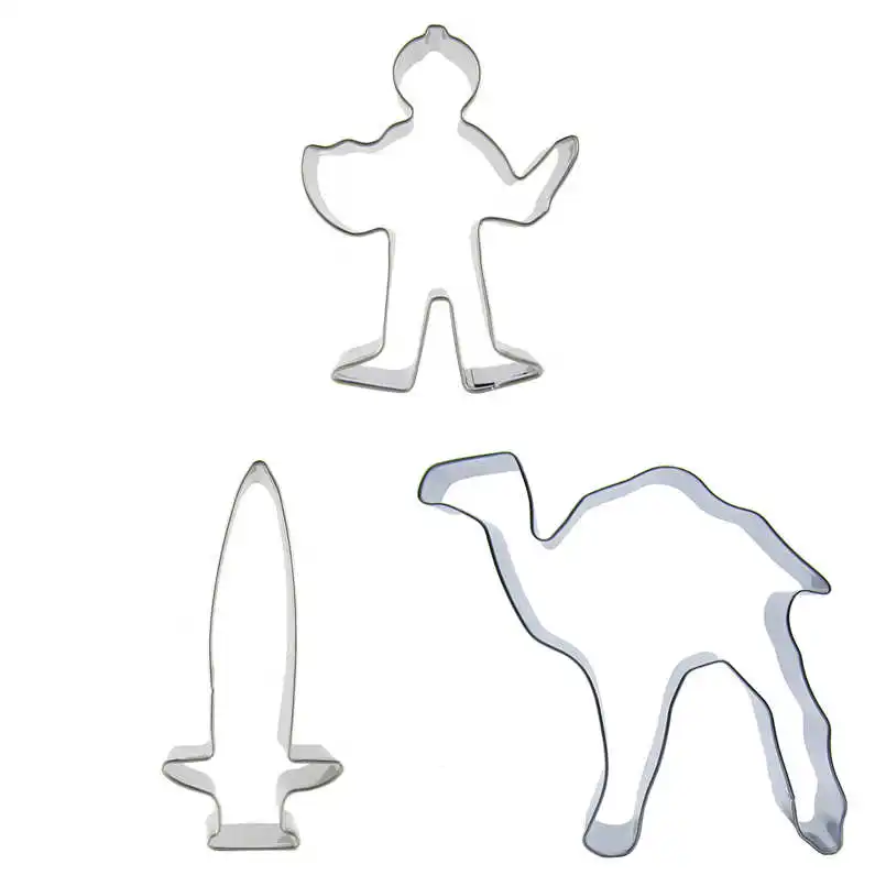 3 pcs Sword Braves Camel Stainless steel Cookie cutter biscuit embossing machine Pastry soft candy molds Cake decorating tools