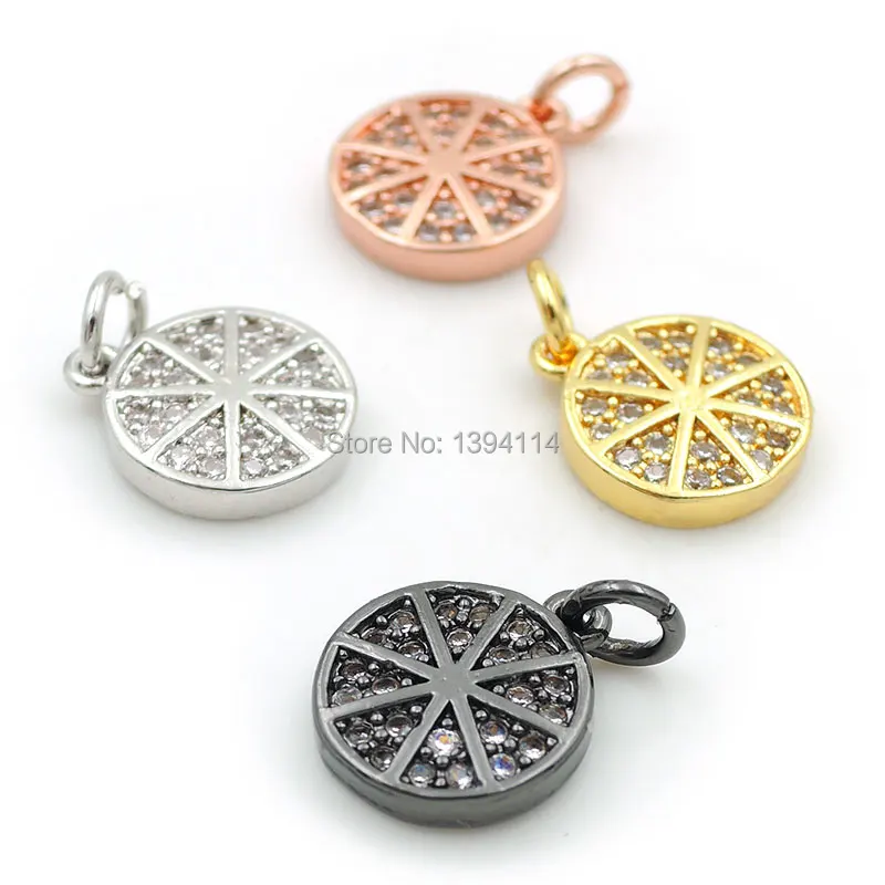 10*9*2mm Micro Pave Clear CZ Round Charm Fit For Men And Women Making Bracelets Or Necklaces Jewelry