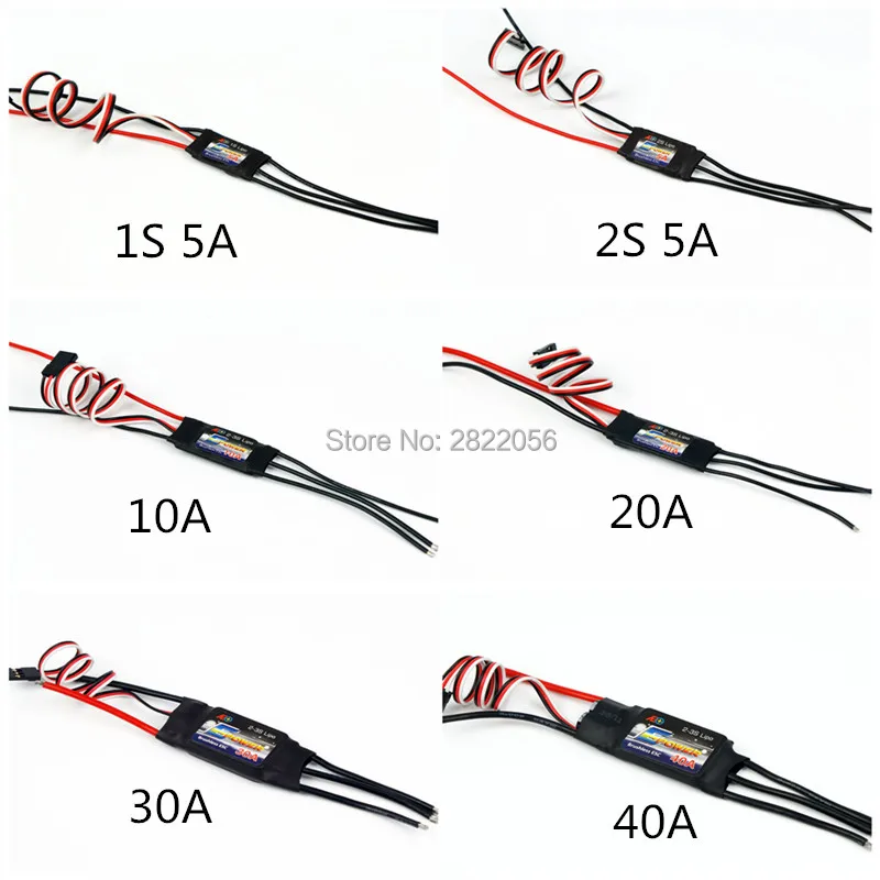 AEORC E-Power ESC Motor Speed Controller 1S5A 2S5A 10A 20A 30A 40A Bezszczotkowy ESC do samolotów RC z UBEC do quadkopterów RC FPV