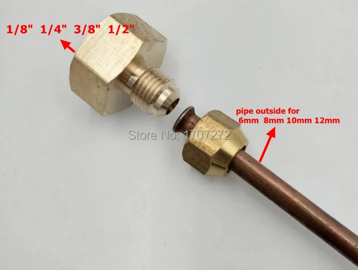 Free Shipping  copper Flaring directly connect, brass fitting, copper fitting,Brass expansion estuary flared