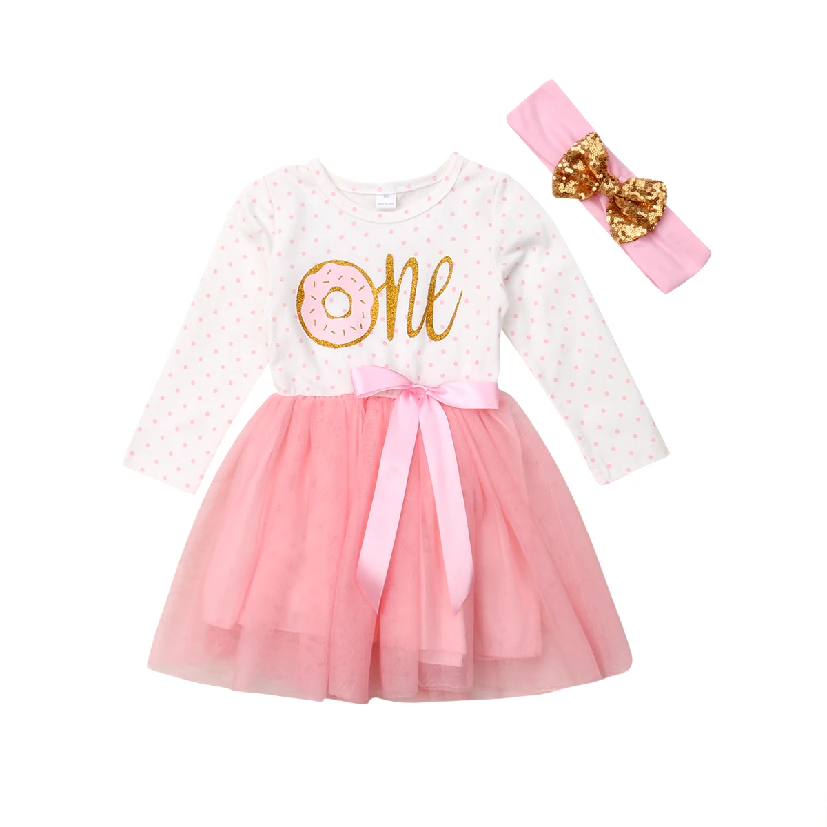 Newborn Infant Kid Baby Girl Dress Donut Tulle Tutu Princess Birthday one tow three  Party Pageant Dress