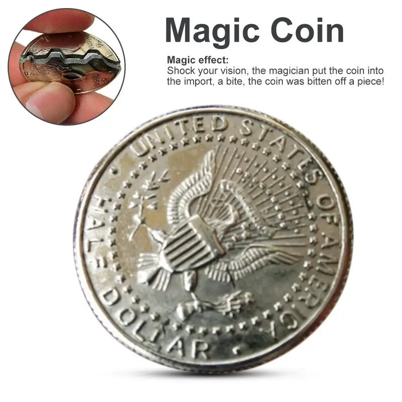 Hot Twee Fold Bite Coin Dollar Magic Close-Up Bite Hersteld Illusion Coin Voor Magic Show Gebeten Coin Coin en Bite Valuta