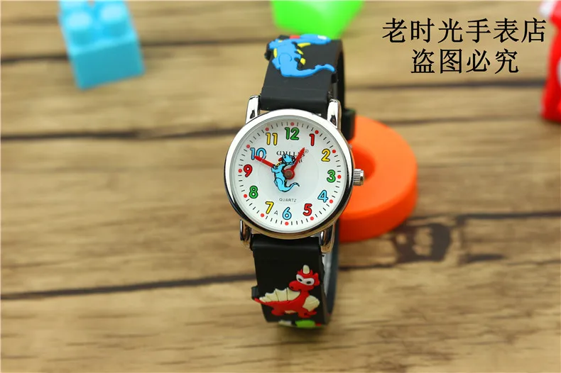 NAZEYT-reloj de cuarzo con correa de silicona 3D para niños, esfera de dinosaurio, movimiento japonés tridimensional, reloj de dibujos animados