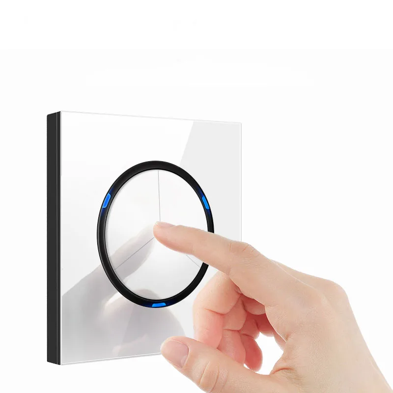 

EU 86 type 1 2 3 4 gang 2 way White Mirror Glass Socket Press Wall Switch With LED lights household France Germany UK Socket USB