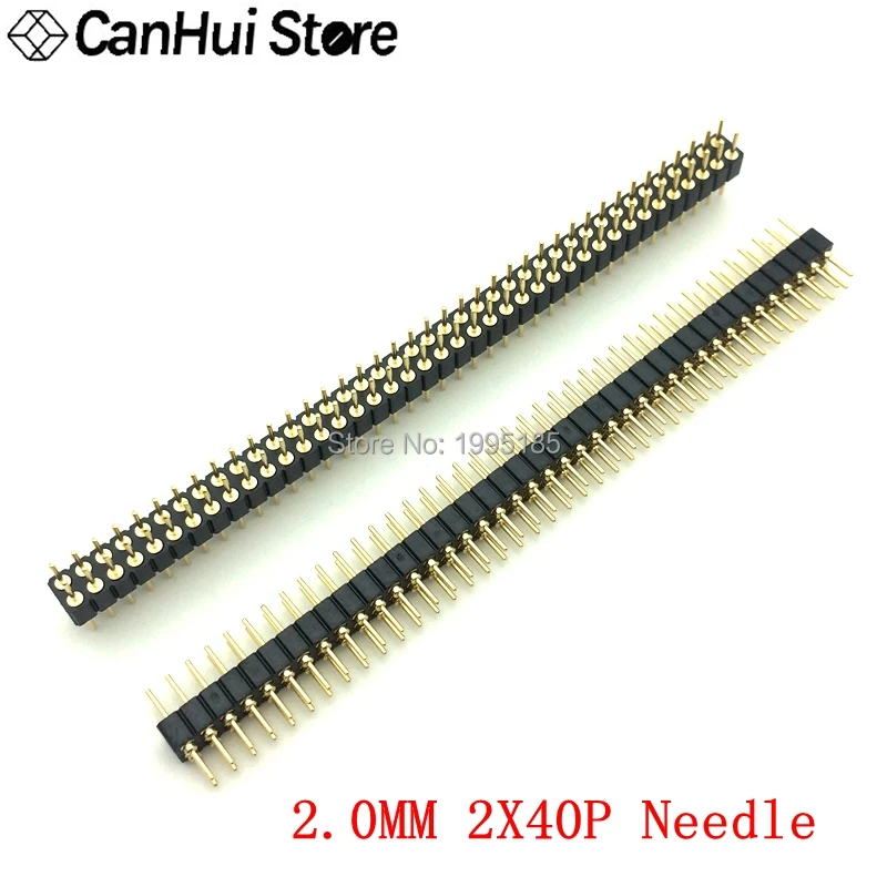 5pcs 2.0mm/2.54mm Female/Male Round Needle/Hole Single/Double Row 40Pin Round Female Header 1x40P 2x40P Round Pin Connector