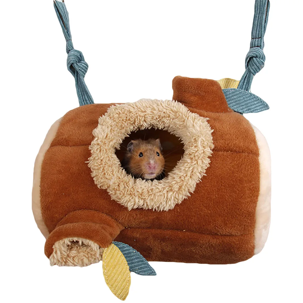 Hamster Bed Tree Stump Shape Warm Winter Mole Tunnel Small Animal Hanging Bed Hamster Nest Pet Household Supplies