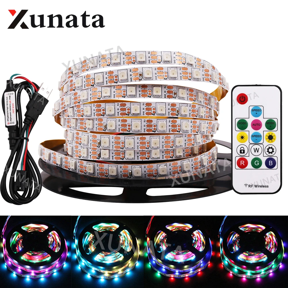 

DC 5V WS2812B LED Strip Waterproof 30LEDs/m 60LEDs/m 5050 Fullcolor Flexible LED Light Lamp With 14Key Remote 1m 2m 3m 4m 5m