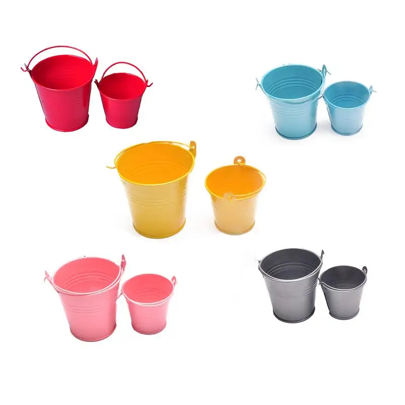 Small Iron Barrel Tinplate Mini Tub Decorative Kegs Anti-deform Bright Color Durable