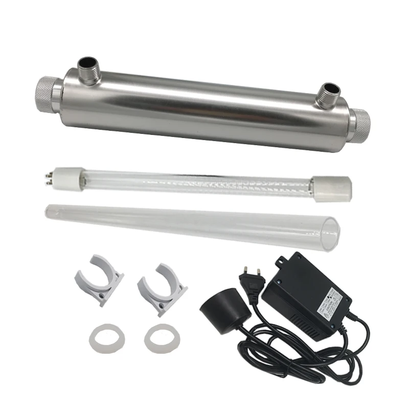 

2GPM 16W Ultraviolet Germicidal Lamp UV Sterilizer For Aquarium Water Treatment Filter Stainless Steel Chamber