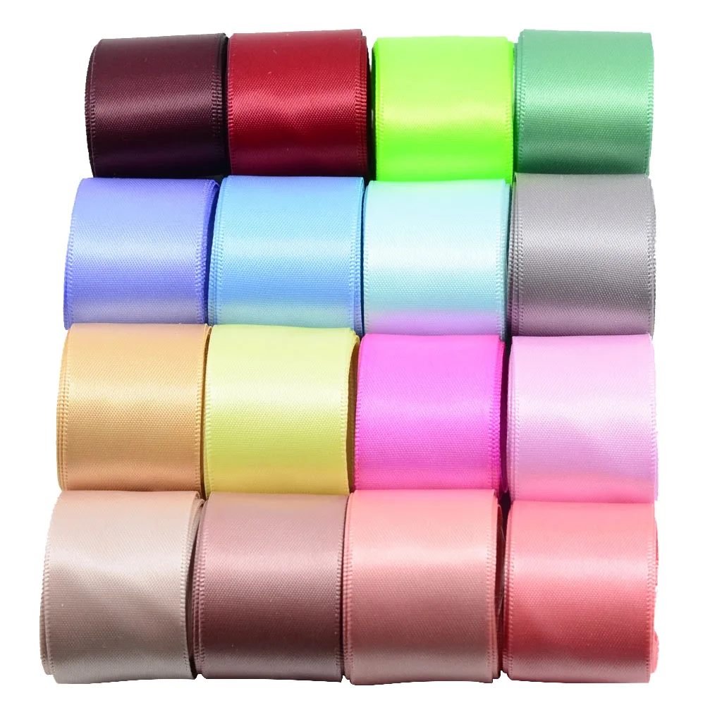 fityle 16 Colored Set Double Sided Faced Satin Ribbon for Party Wedding Decoration Gift Packaging Decorating 25mm